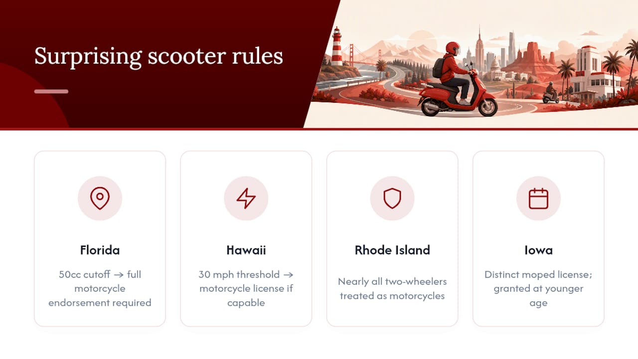 Four state scooter licensing rule comparison