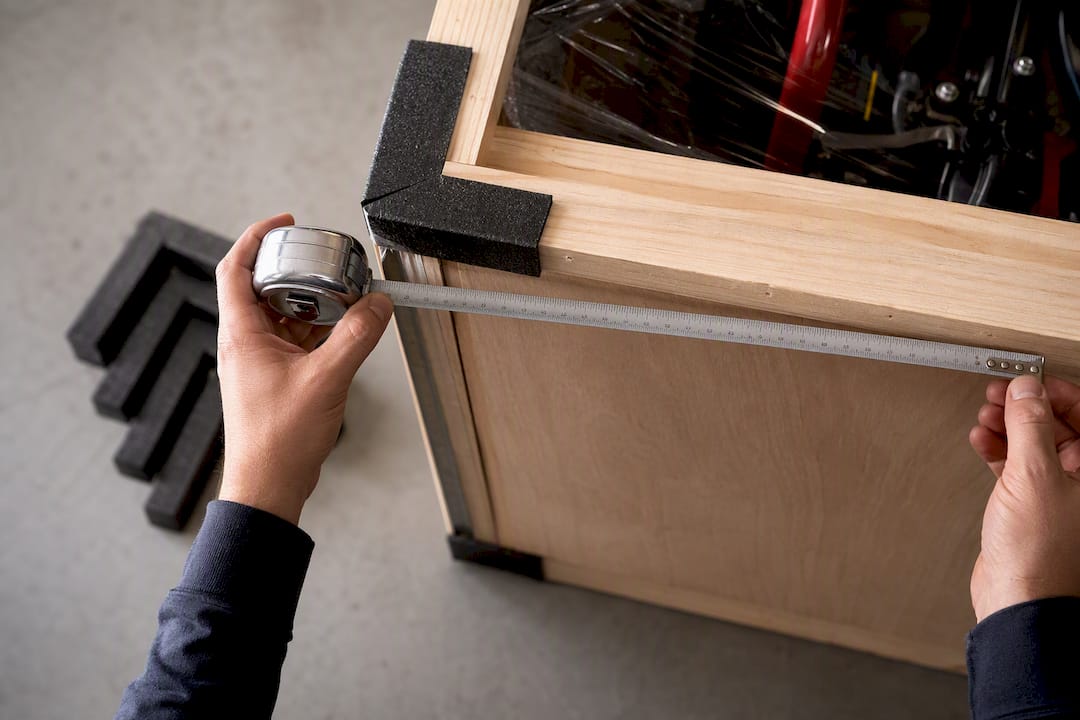 Tape measure documenting go-kart shipping width