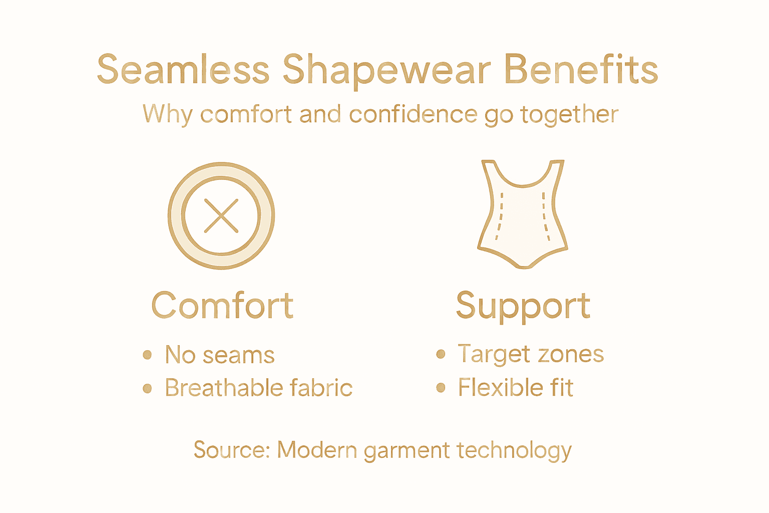 Infographic with seamless shapewear comfort and support points