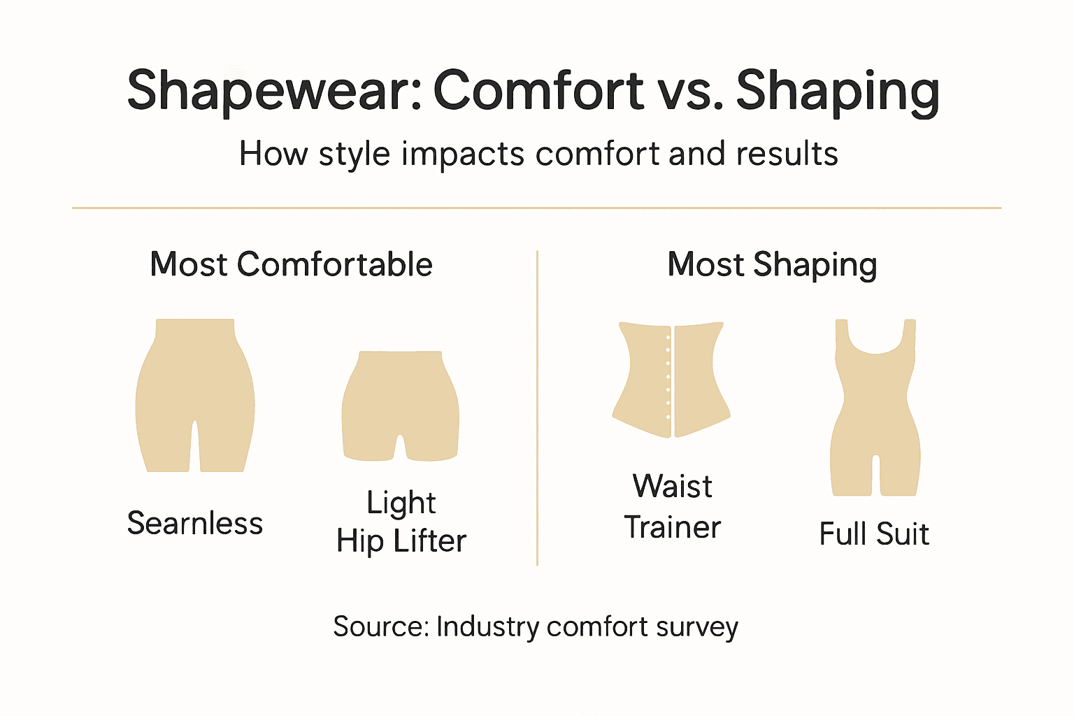 Infographic comfort versus shaping in shapewear