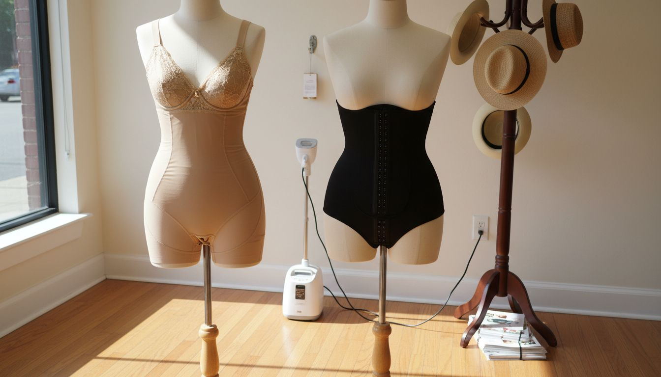 Mannequins with bodysuit and waist trainer comparison