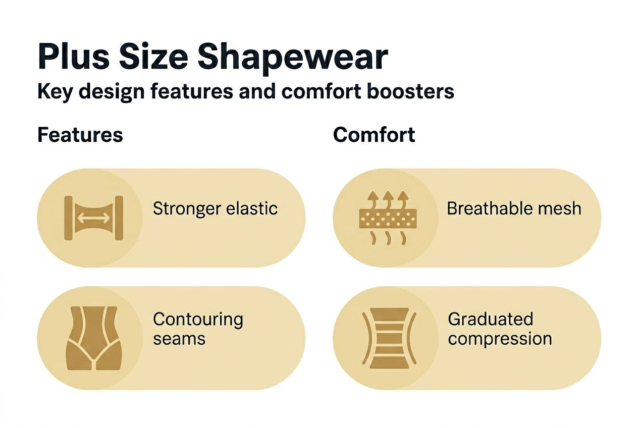 Infographic plus size shapewear features and comfort