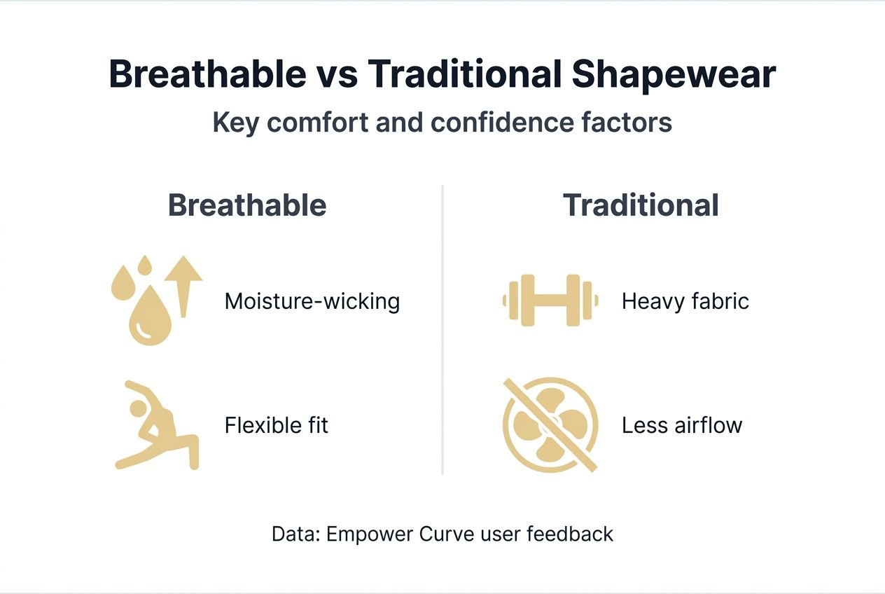 Infographic comparing breathable and traditional shapewear