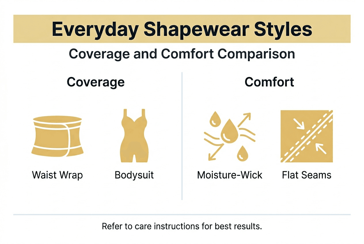 Infographic comparing everyday shapewear styles