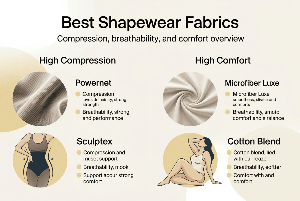 Infographic comparing shapewear fabric comfort and compression