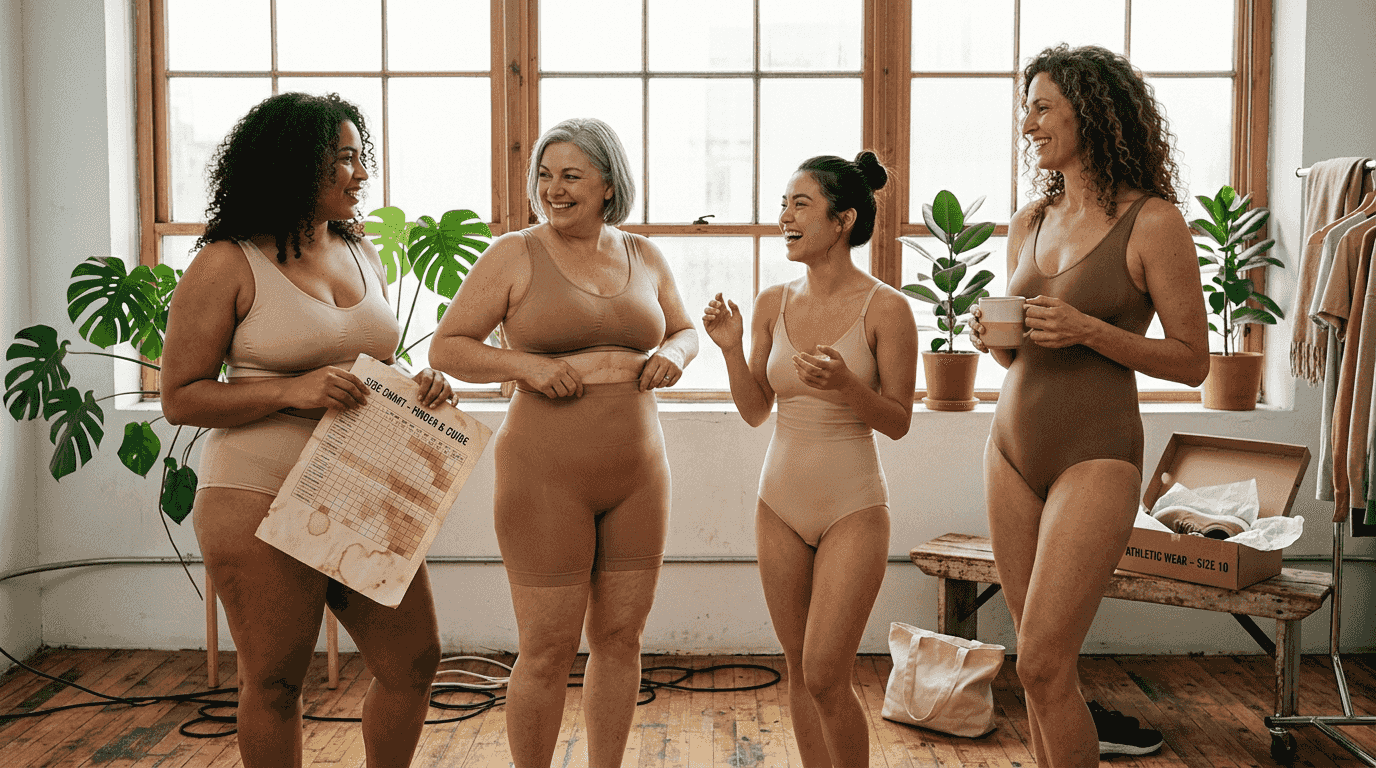 Group with different body types in shapewear