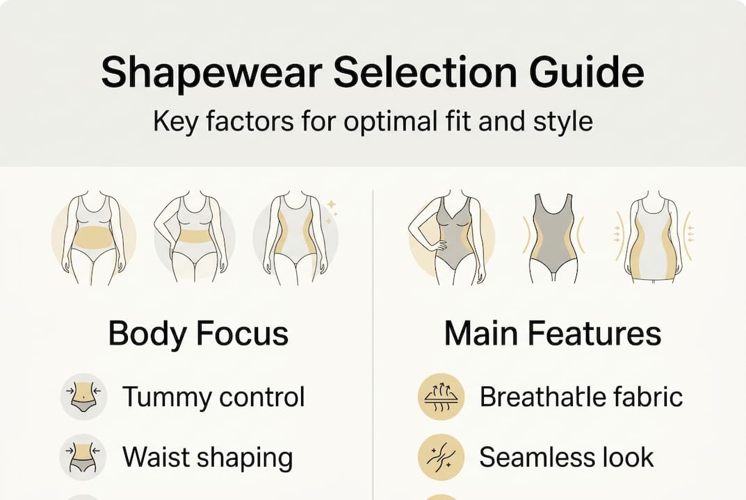 Infographic of shapewear fit and features