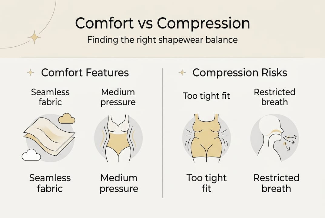 Infographic showing comfort versus compression in shapewear