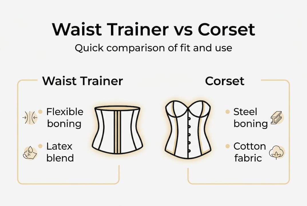 Infographic comparing waist trainers and corsets
