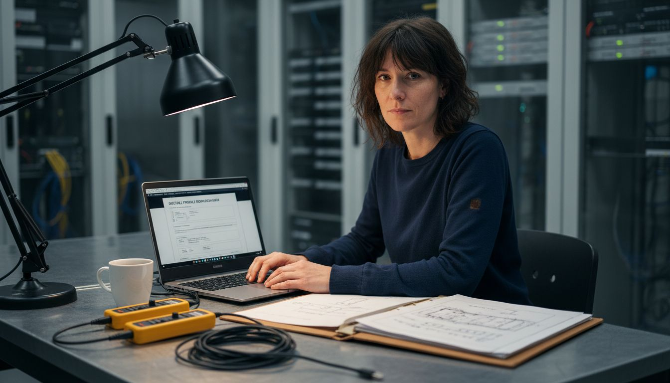 Eine Technikerin legt ein digitales Ressourcenprofil an.