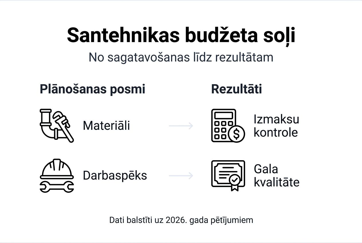 Infografika: kā soli pa solim plānot santehnikas izmaksas un kādus rezultātus sagaidīt