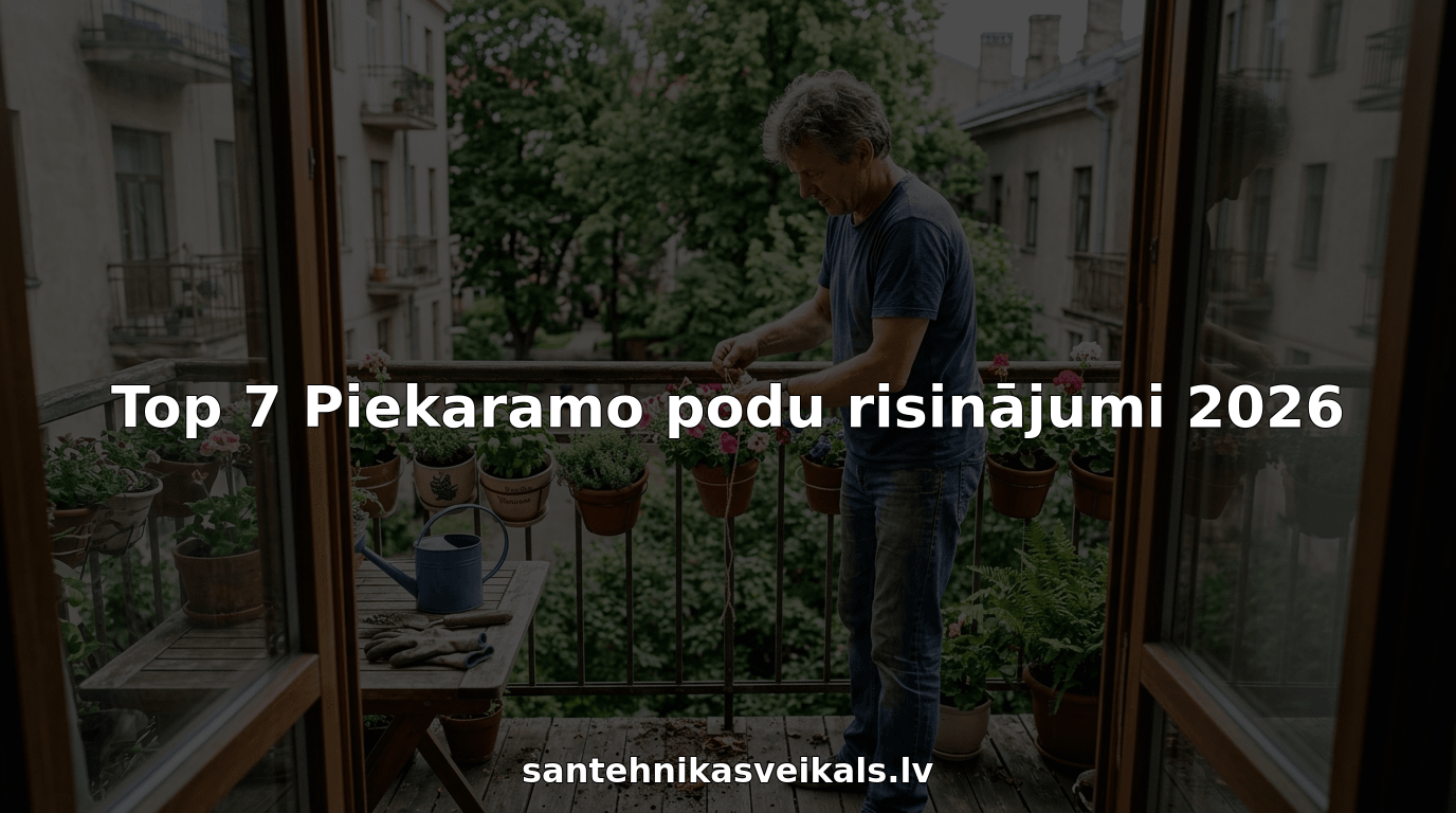 Esmu uz sava dzīvokļa balkona un kārtoju piekaramos puķupodus.