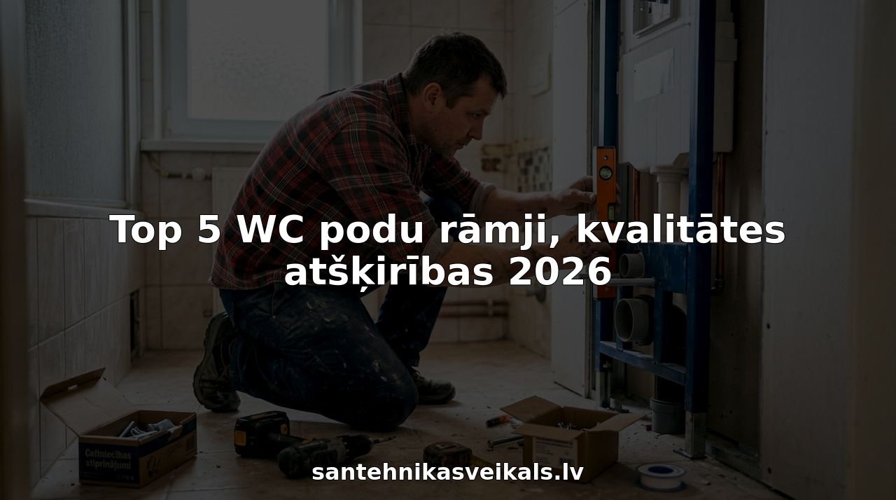 Vannas istabā meistars precīzi uzstāda tualetes rāmi, lai tas būtu perfekti līmenī.