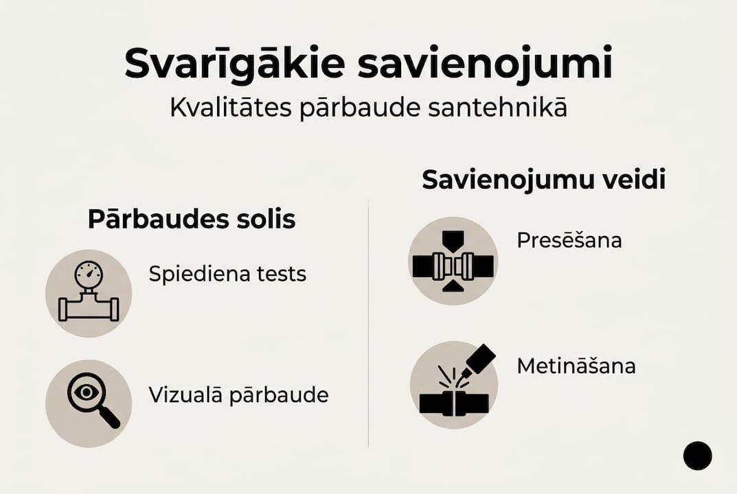 Vizuālais ceļvedis par santehnikas savienojumu veidiem un to pārbaudes soļiem