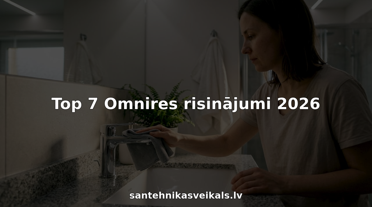 Sieviete rūpīgi tīra Omnires jaucējkrānu mūsdienīgā vannas istabā.