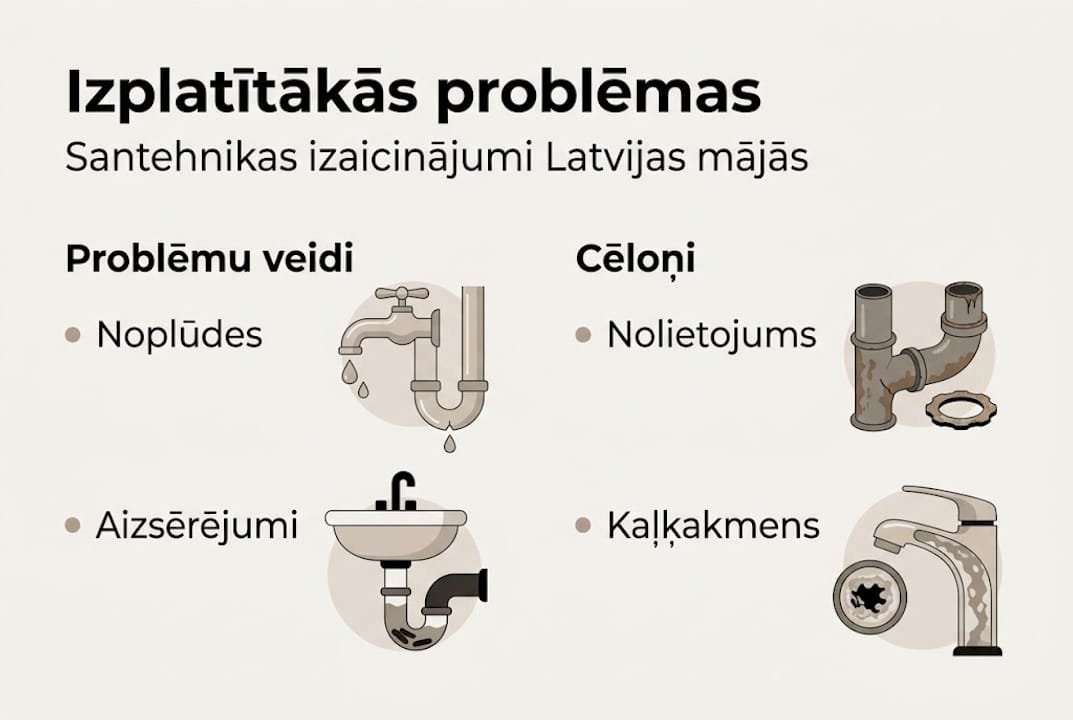 Infografika: biežākās santehnikas problēmas un to izcelsme