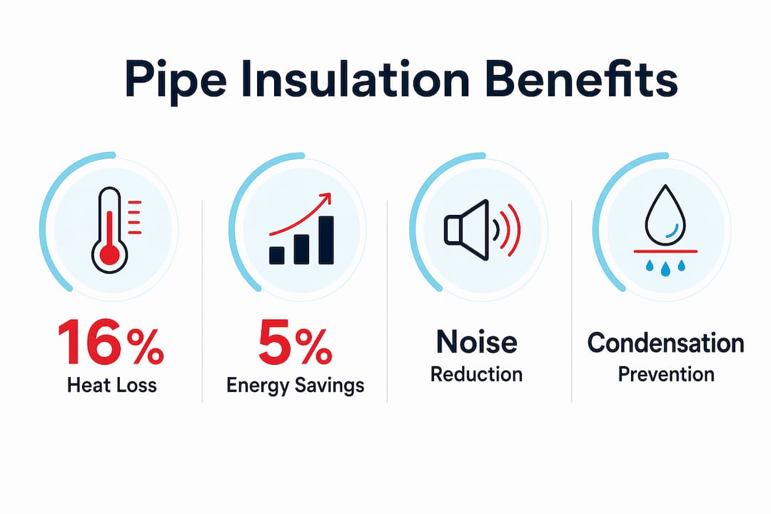 Infographic outlining key benefits of pipe insulation