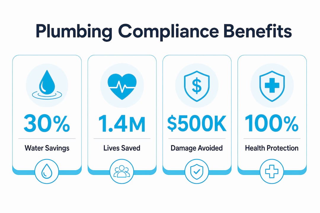 Infographic highlighting plumbing compliance benefits