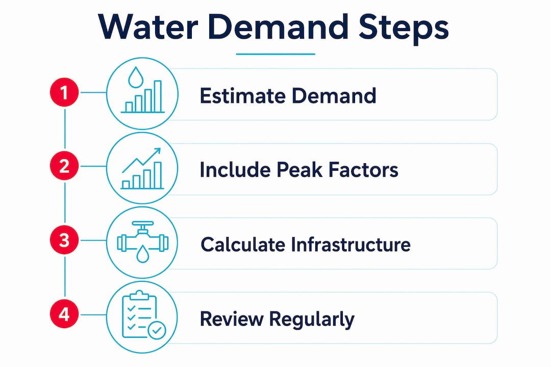 Infographic illustrating water demand estimation steps