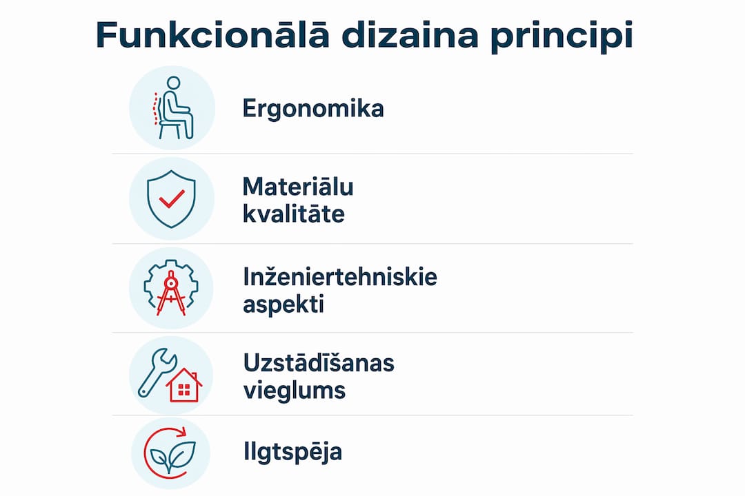 Infografika ar galvenajiem funkcionālā dizaina principiem