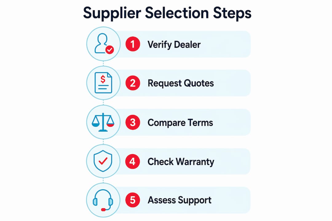 Infographic outlining supplier selection steps for buyers