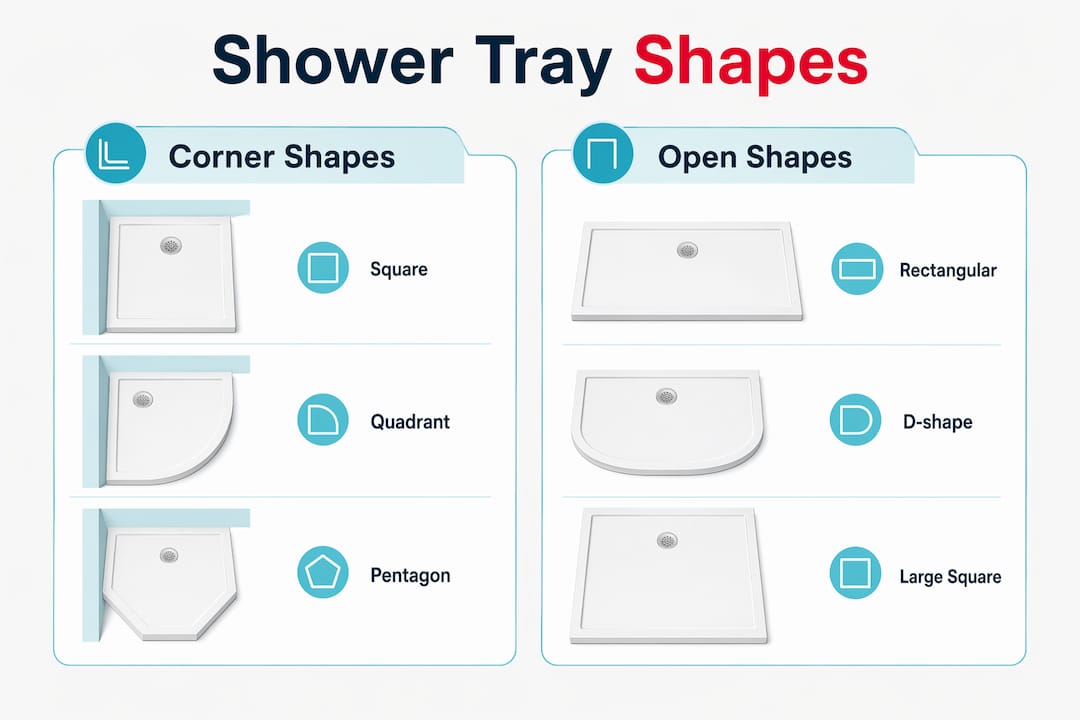 Infographic comparing shower tray shapes