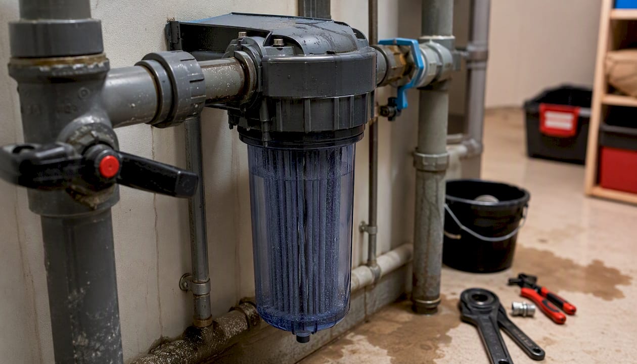 Greywater filtration system unit close-up