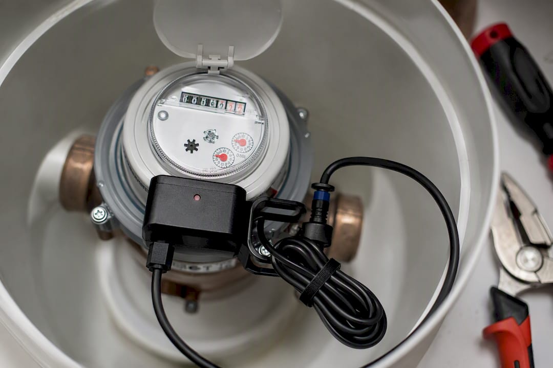 Utility meter with data logger attached