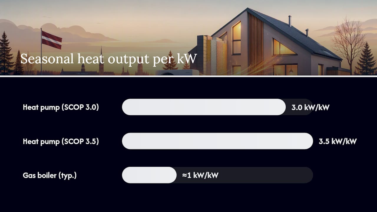 SCOP comparison of heat pump and gas boiler