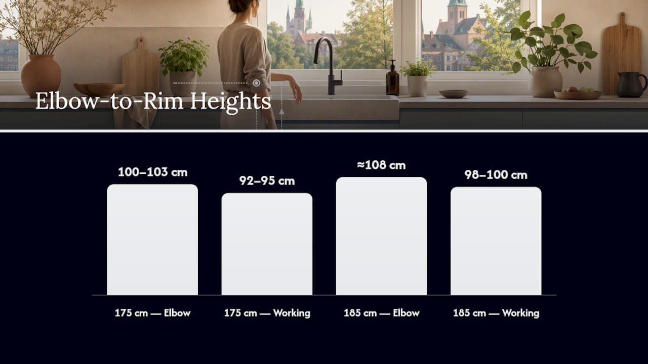 How to Measure Your Personal Sink Height With the Elbow Test — overview diagram
