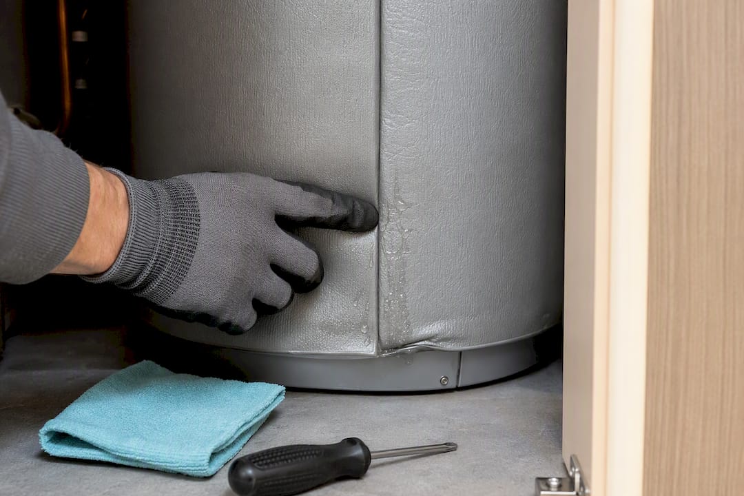 Hand checking tank insulation seam