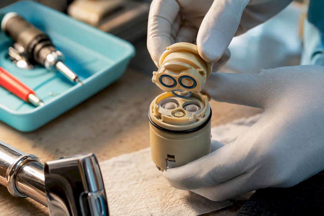 Ceramic cartridge discs during faucet repair
