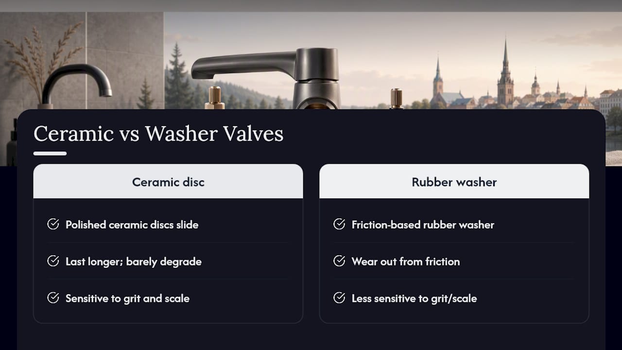 Ceramic disc and rubber washer valve comparison