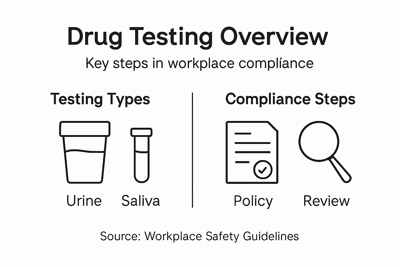 Infographic showing drug testing types and compliance steps