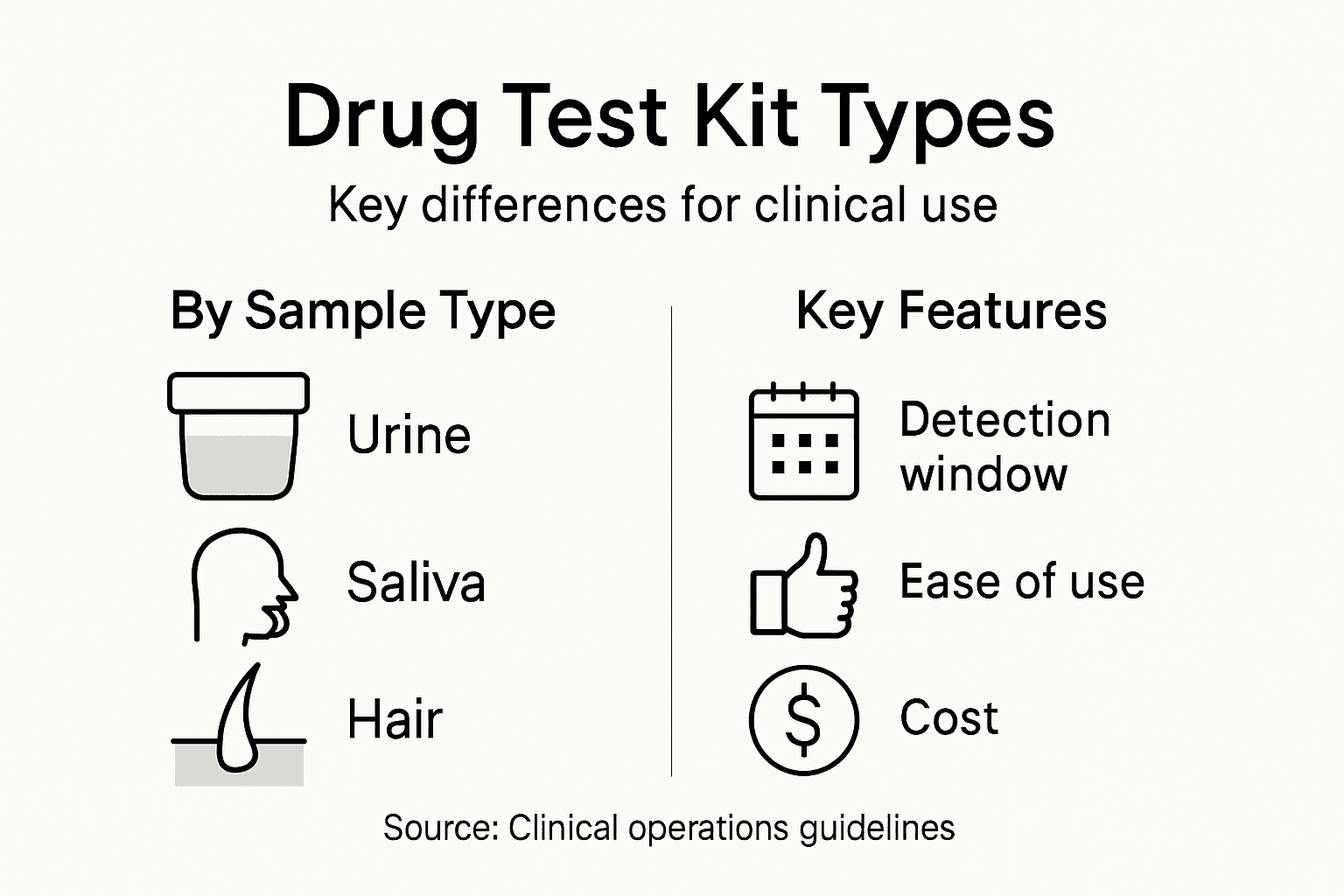 Infographic comparing drug test kit types