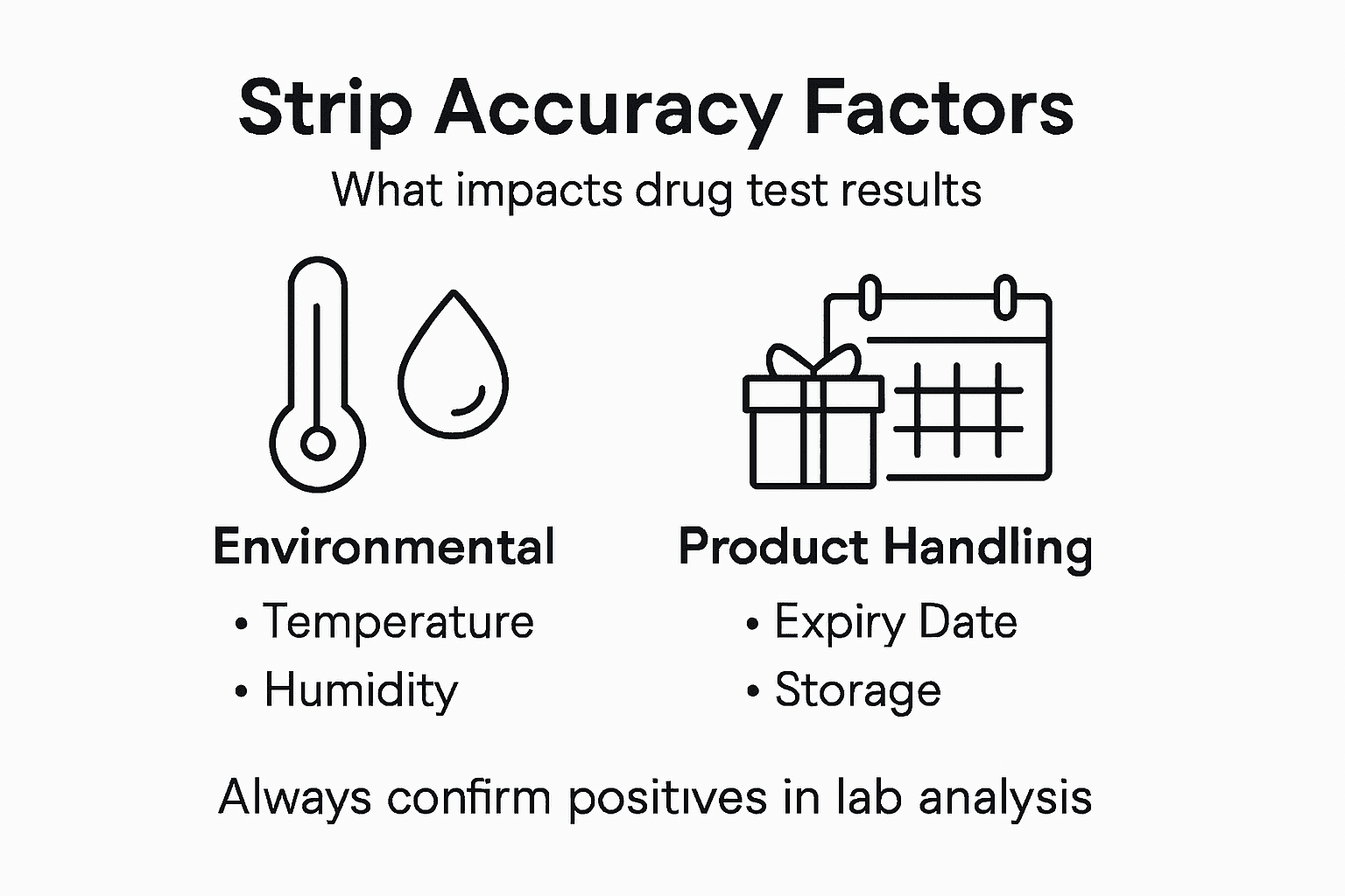 Infographic detailing drug test strip accuracy factors