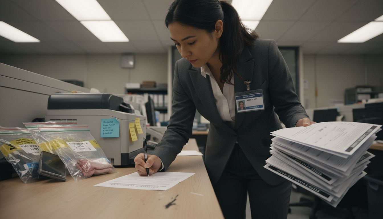 Staff signing drug test chain-of-custody form