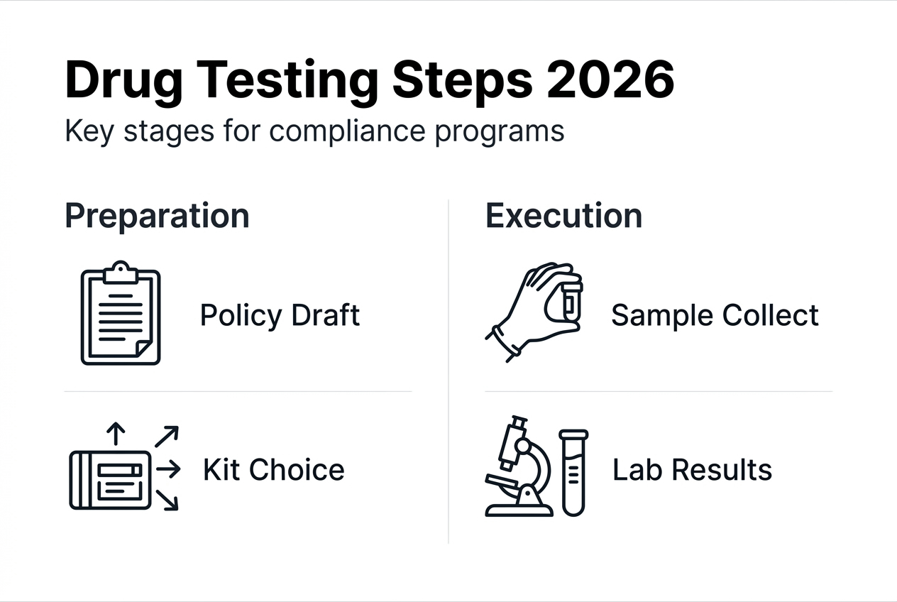 Infographic with drug testing process stages