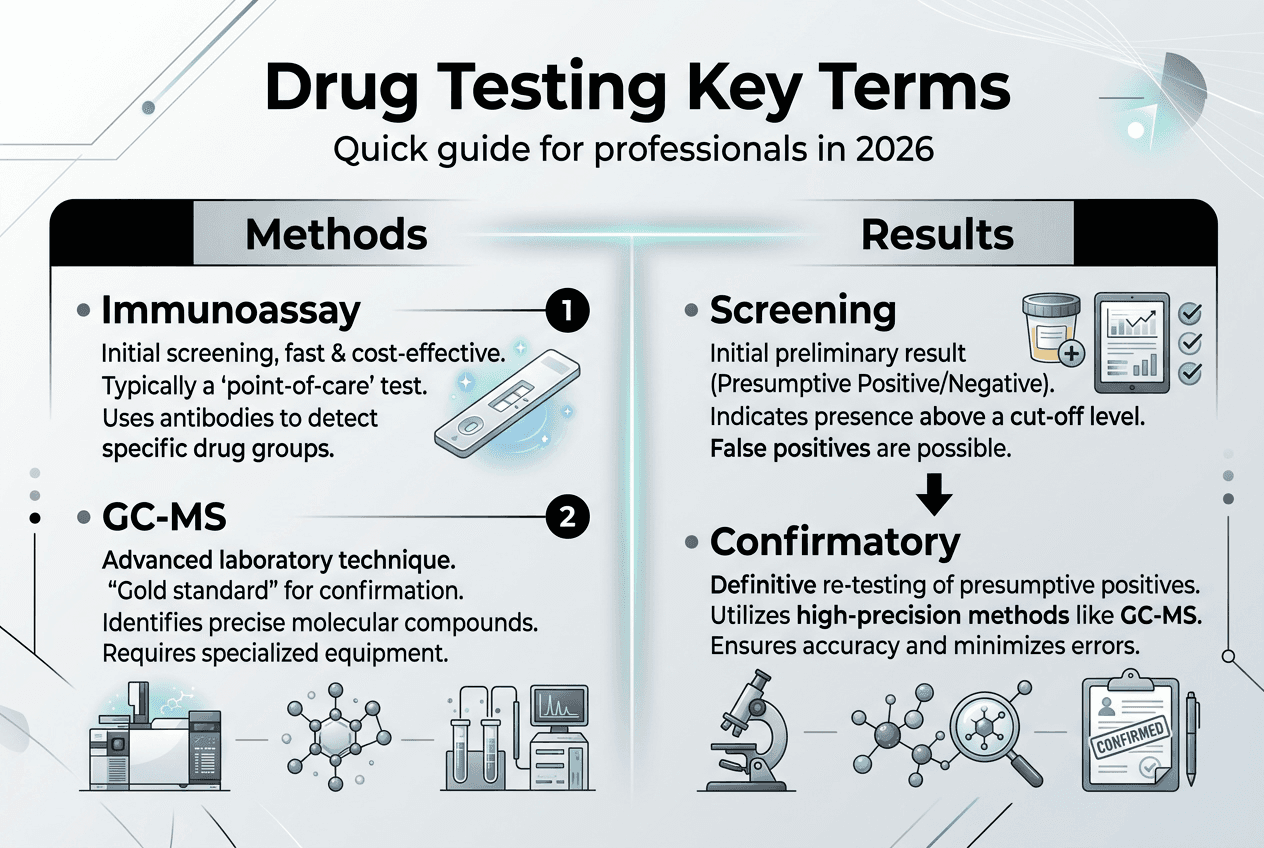 Infographic of core drug testing terminology