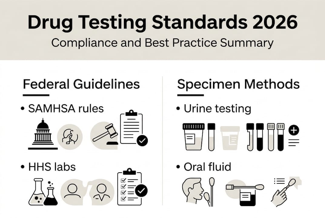 Drug testing standards and methods infographic