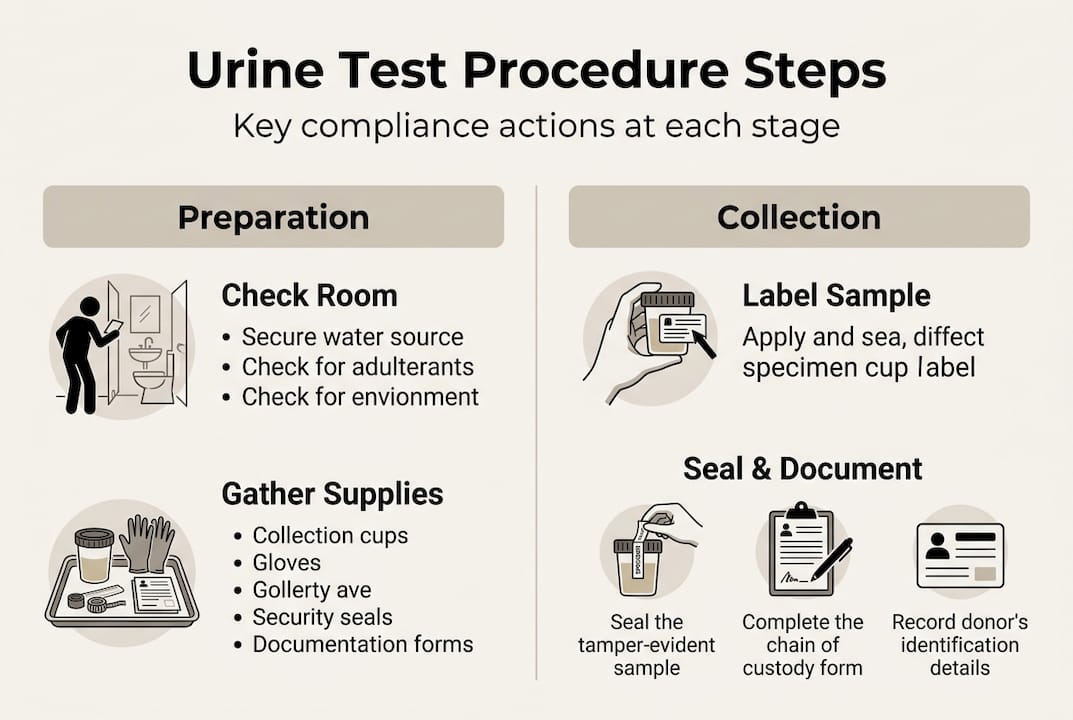 Infographic showing main urine test steps