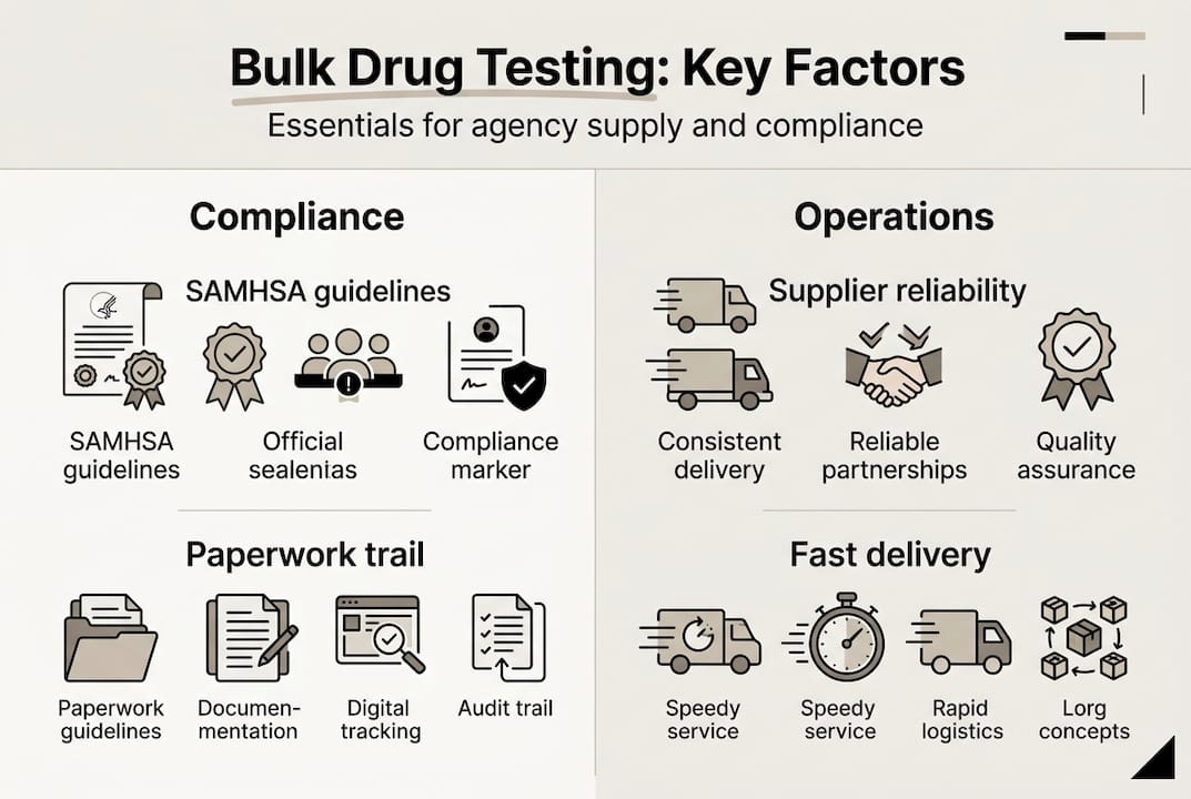 Infographic with bulk drug testing key factors