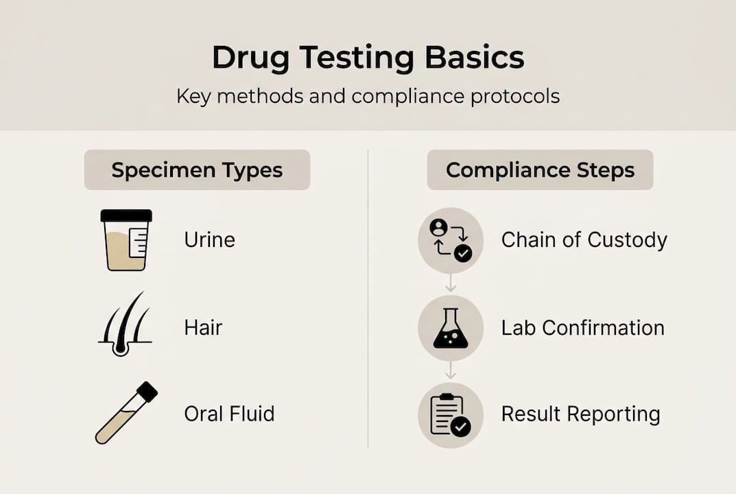 Infographic showing drug testing steps and methods