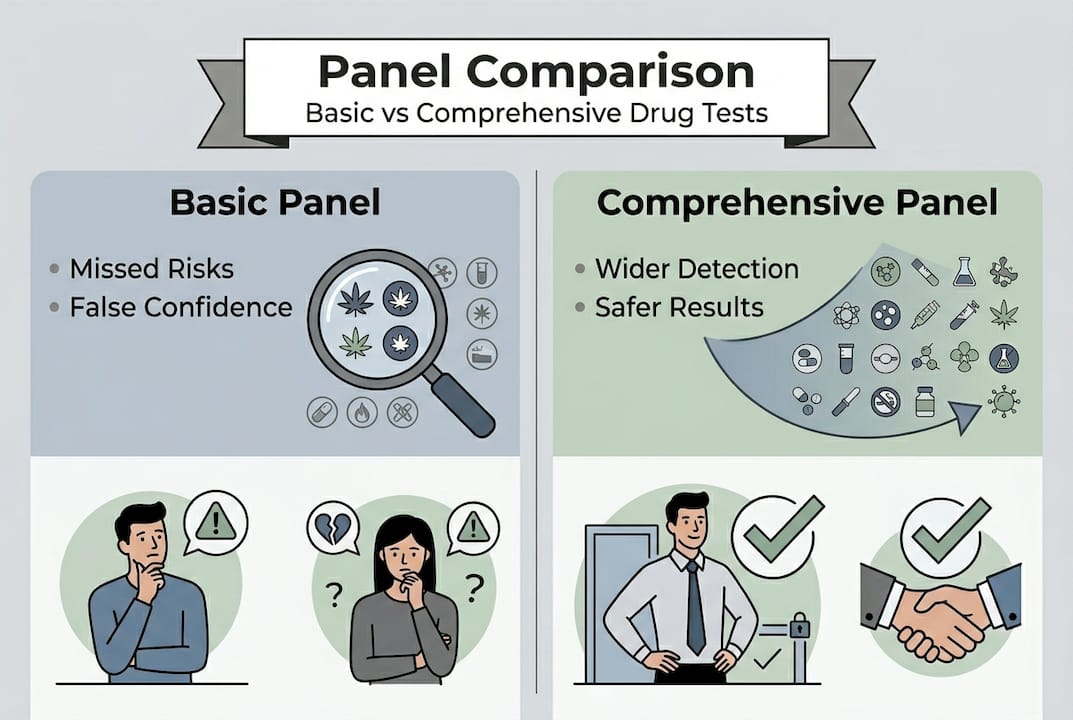 Infographic showing drug panel comparison