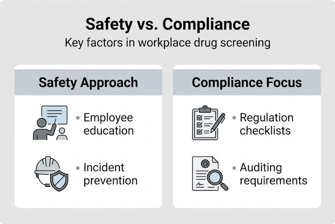 Infographic comparing safety and compliance in drug screening