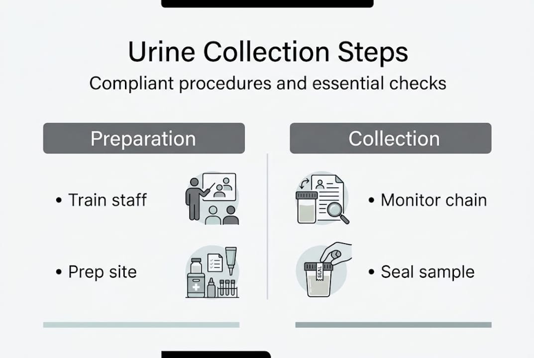 Urine collection steps and compliance infographic