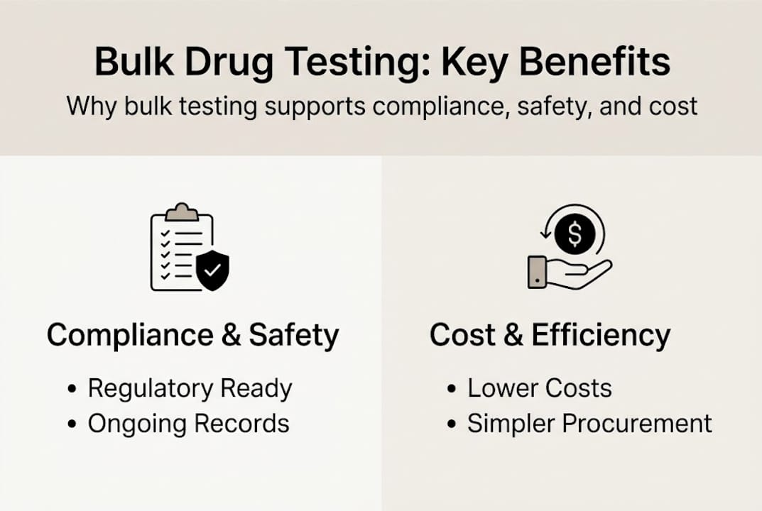 Infographic summarizing bulk drug testing benefits