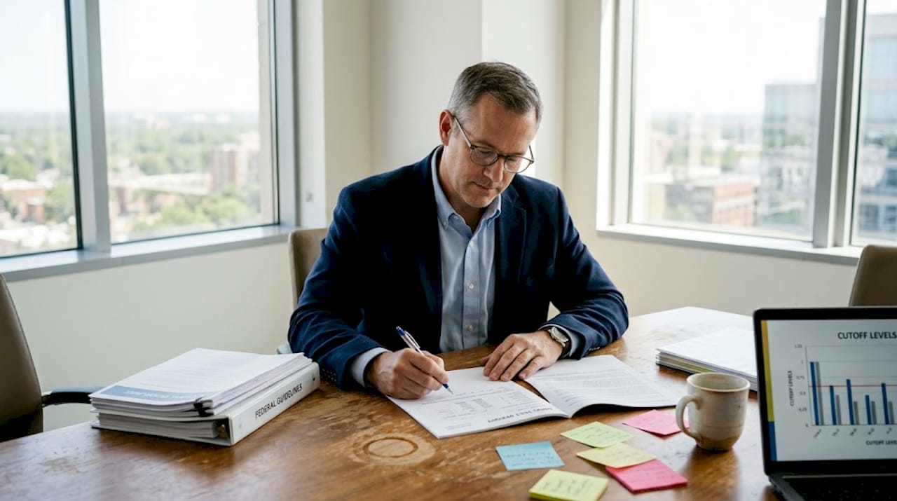 Officer reviewing drug test cutoff document