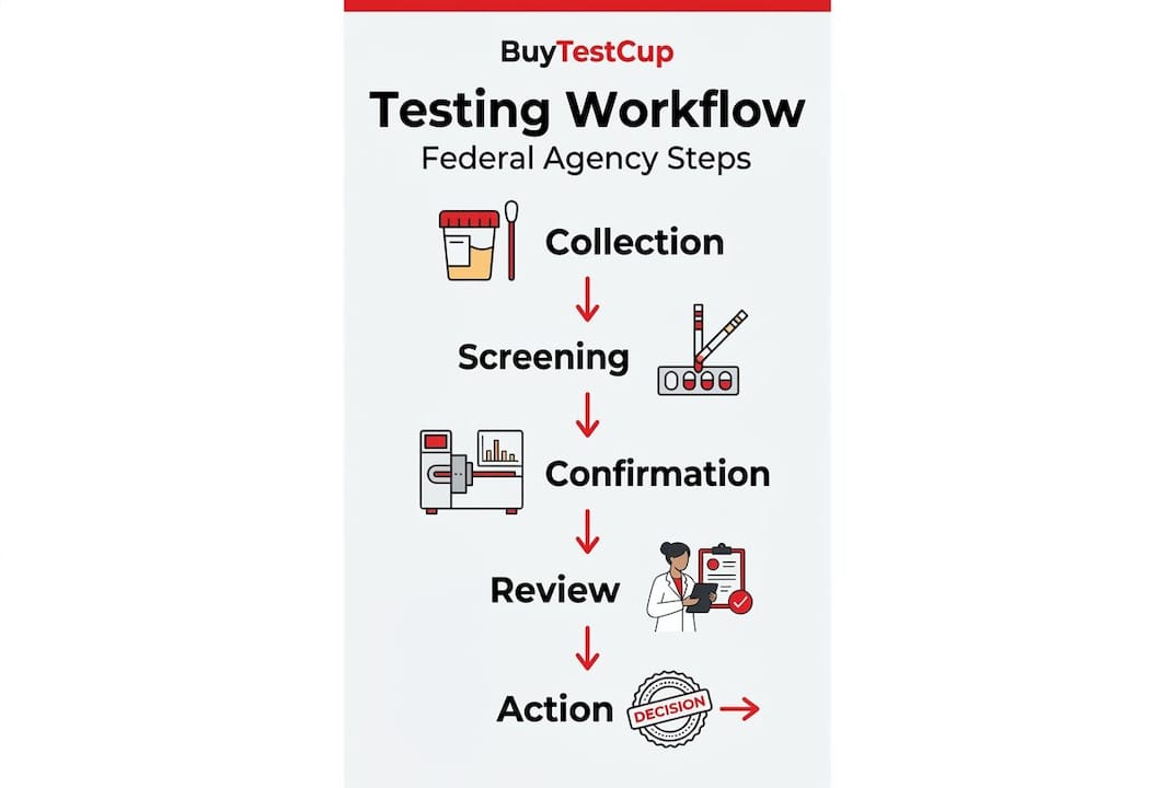 Infographic showing federal drug testing workflow steps