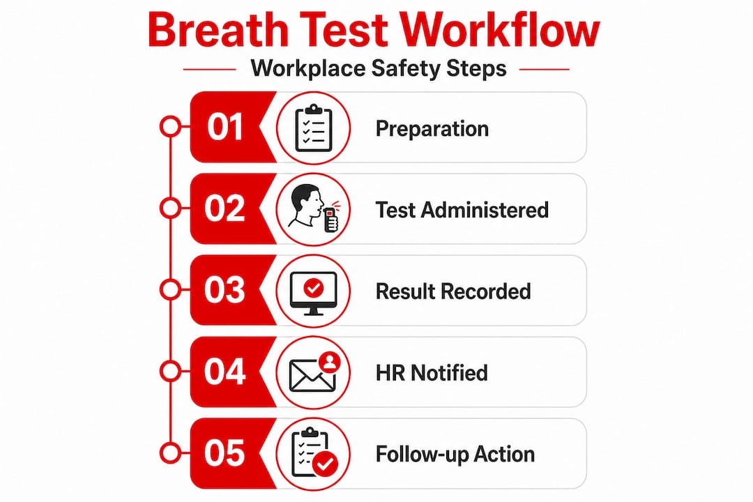 Infographic outlining workplace breath test steps